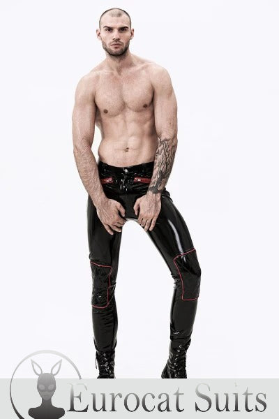 eurocat latex Male Zip-Pocketed Jeans With Padded Kneesrubber design