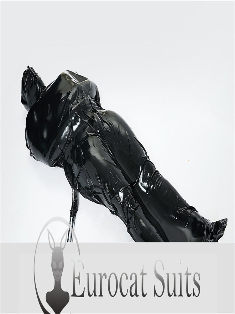 eurocat Male Latex hood fetish wear vacuum cube Rubber Mask Eyes Club Cosplay Black