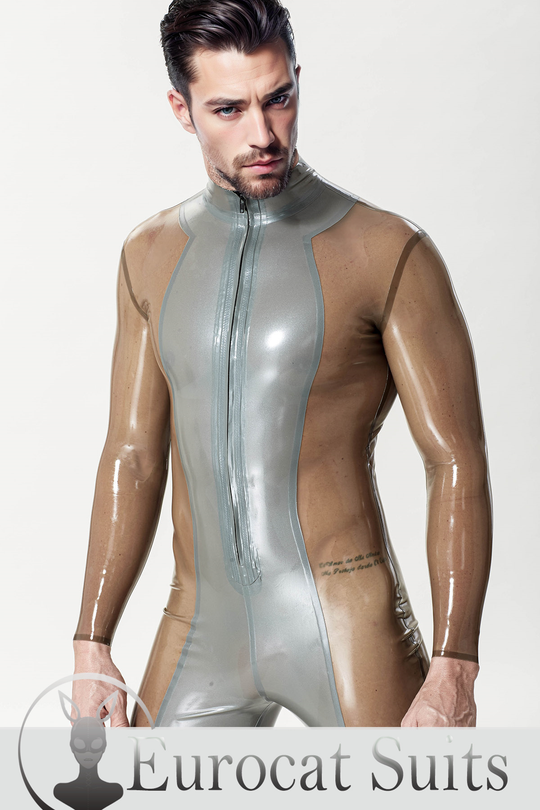 Male 'Silver Sleek' Front-zip Catsuit