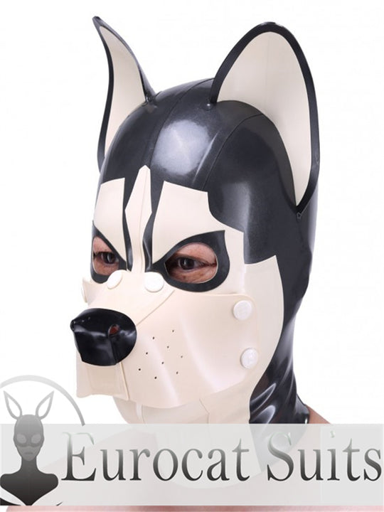 eurocat Male Latex Hood Rubber Fetish Wear Cosplay HUSKY MASK catsuits