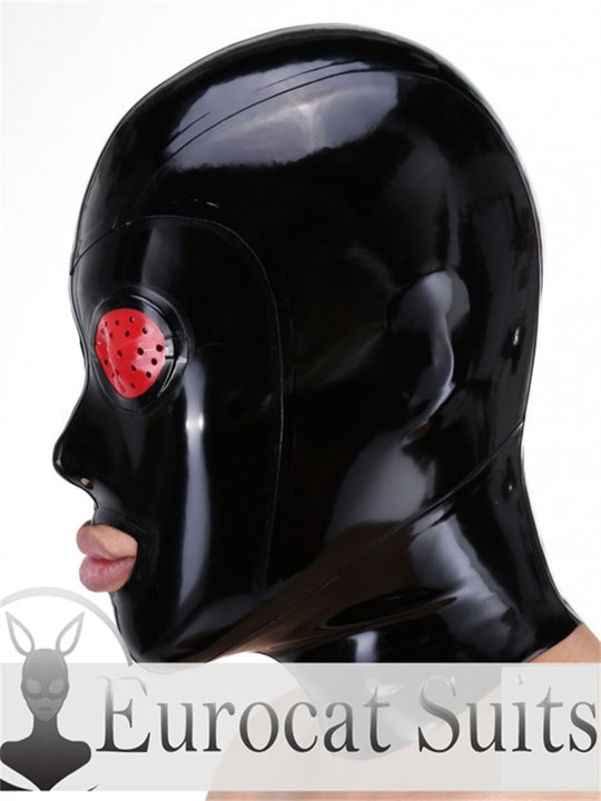 eurocat Male Latex Hood Rubber Fetish Wear Cosplay catsuits MASK FISH EYES & MOUTH OPEN MAL