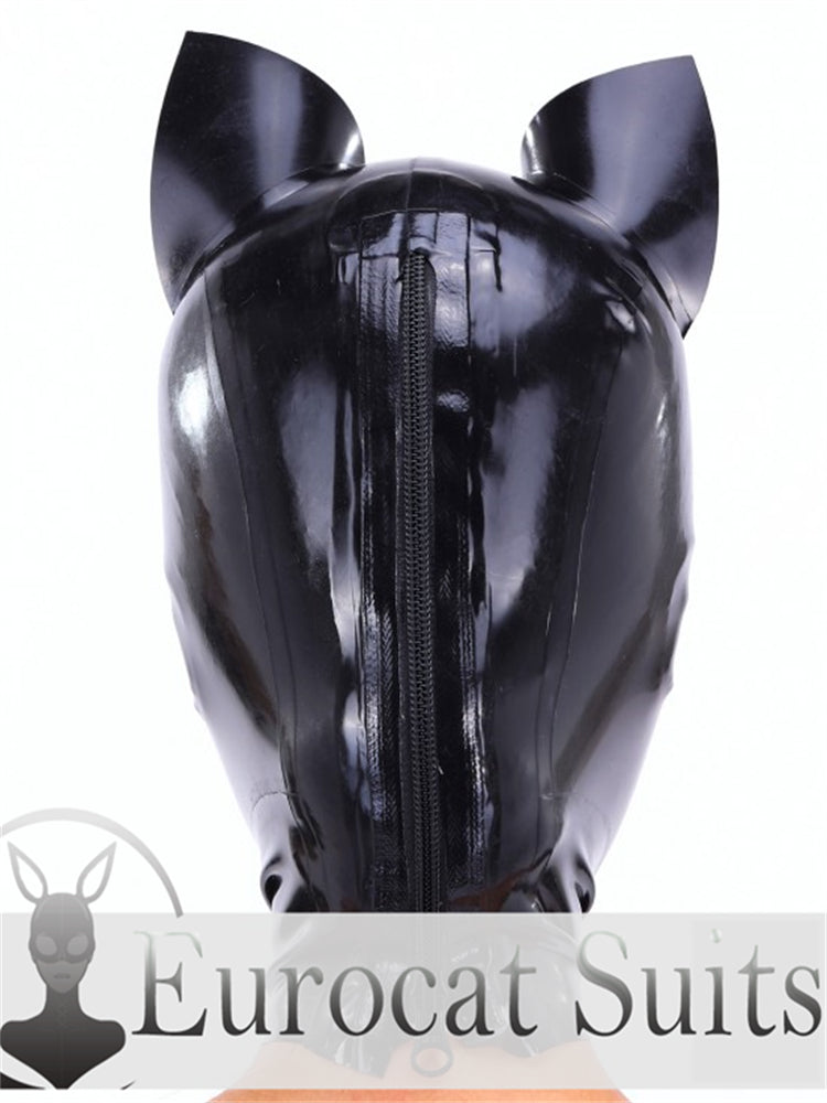 eurocat  Latex Hood Rubber Fetish Wear Cosplay CAT MASK catsuits