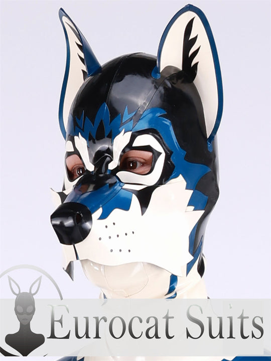 eurocat Male Latex Hood Rubber Fetish Wear Cosplay catsuits WOLF MASK