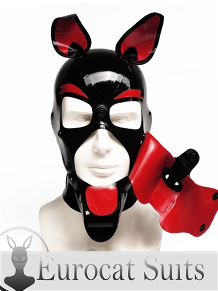 eurocat Male Latex Hood Rubber Fetish Wear Cosplay catsuits PUPPY MASK