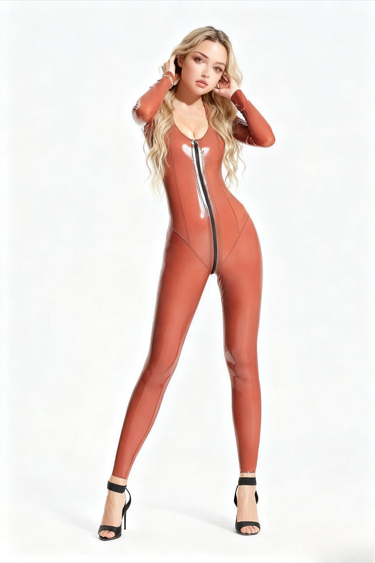 eurocat latex Female Keyhole & Belted Neck Catsuit