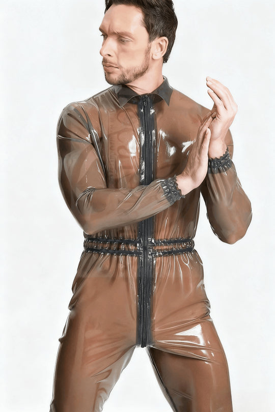 eurocat latex durchsichtiger Strampler mit Reißverschluss vorne für Männer