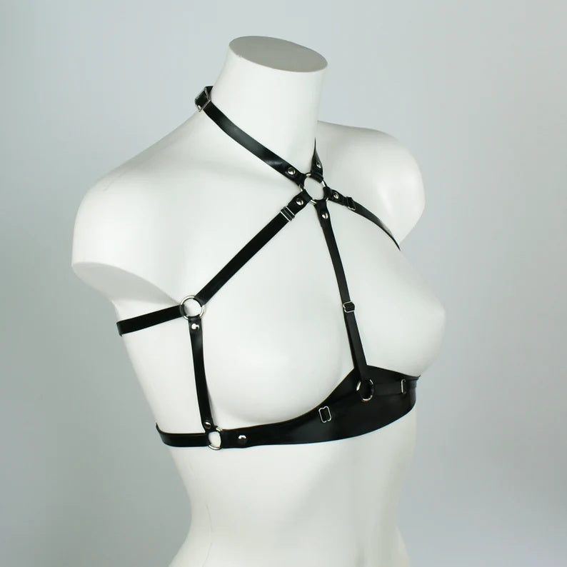 Slim Strapped Latex Halter Harness