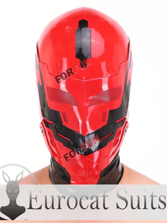 eurocat Male Latex Hood Rubber Fetish Wear Cosplay catsuits DRONE MASK