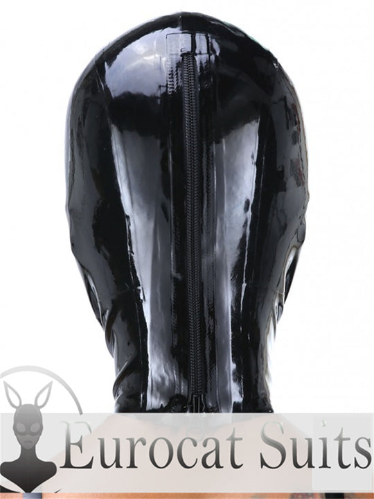 eurocat Male Latex Hood Rubber Fetish Wear Cosplay catsuits MASK BIG MOUTH