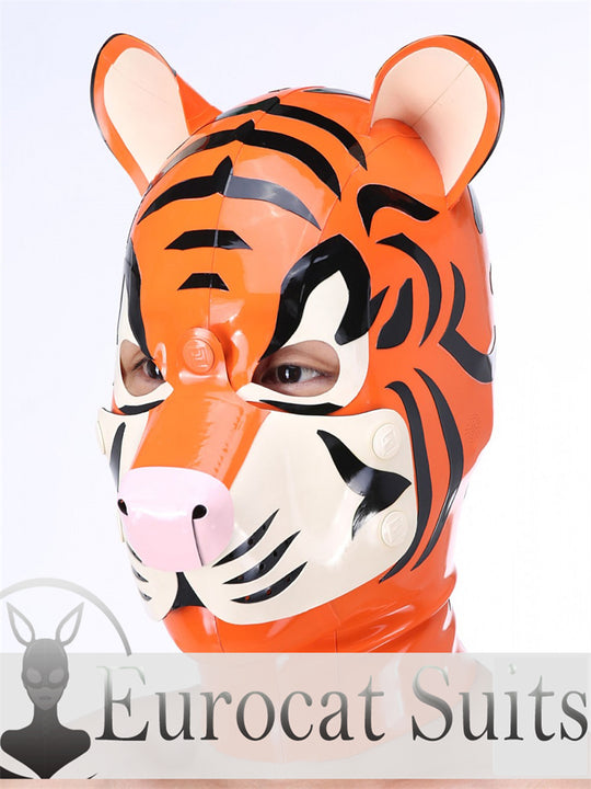 eurocat Männliche Latexhaube Gummi Fetischkleidung Cosplay Catsuits TIGERMASKE 