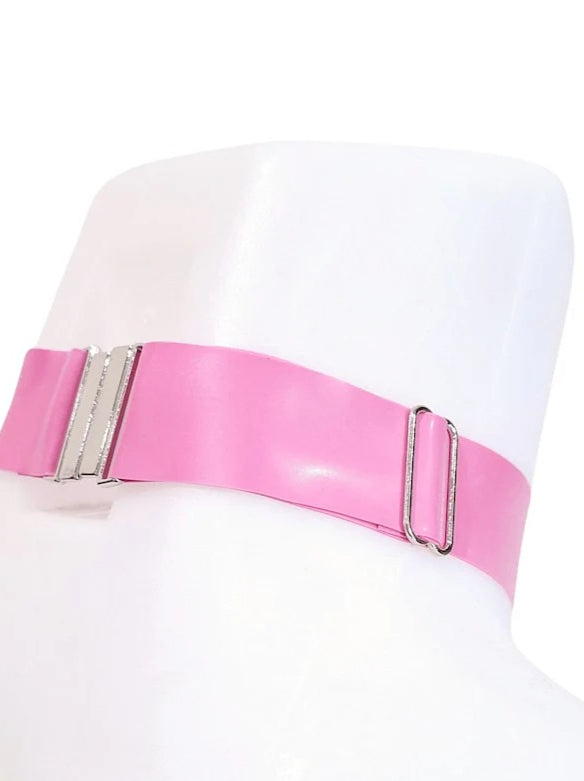 Bubblegum Pink Latex Plain Choker Latex Collar Rubber Necklace