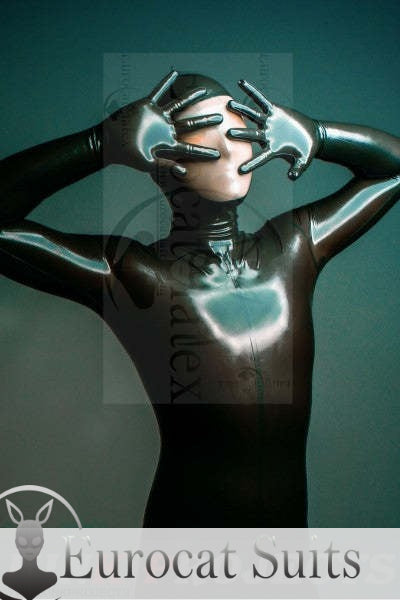 eurocat Latex-Catsuit aus Gummi für Männer mit Gesichtseinstieg