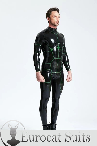 eurocat latex 'Hexagonal' Back Zip rubber Catsuit