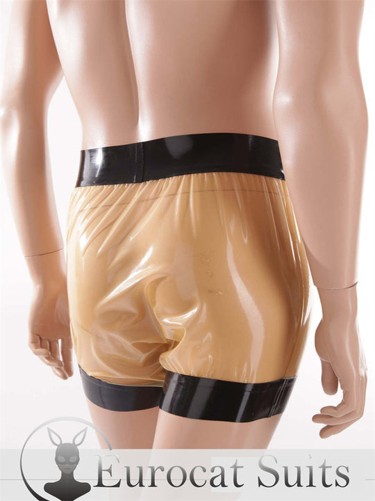 Latex short men pants rubber trousers Bizarre golden shower latex pants