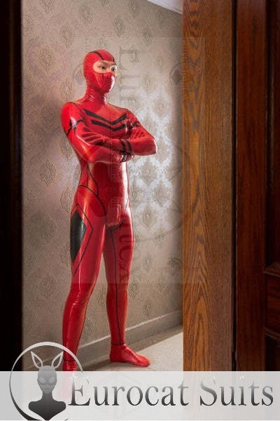 eurocat latex Männlich Rot Ninjia gummi Catsuit