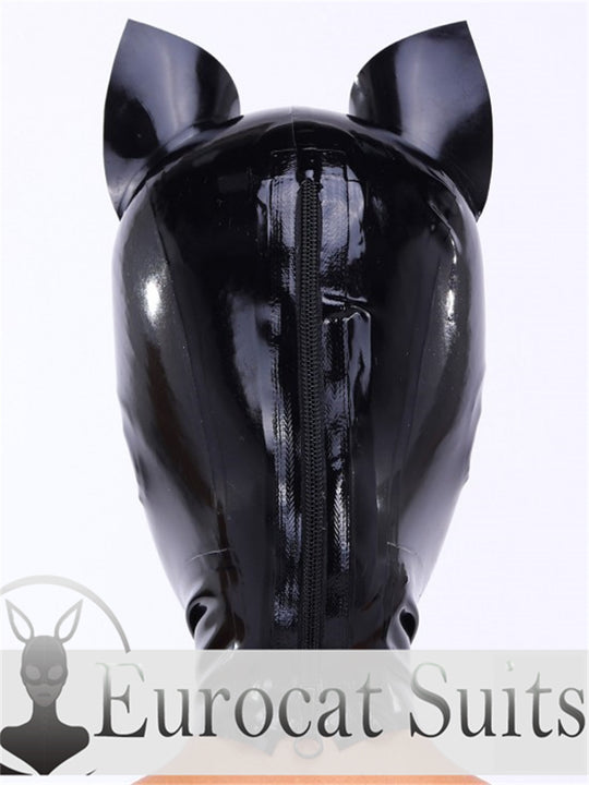 eurocat  Latex Hood Rubber Fetish Wear Cosplay catsuits  MASK