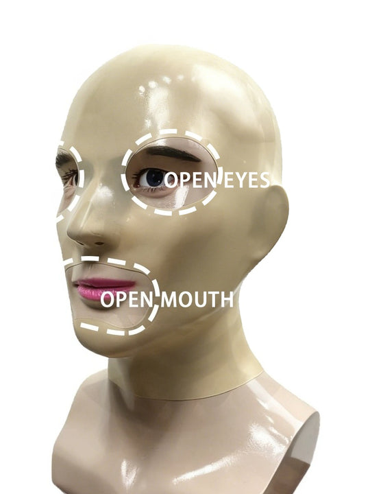 Latexmaske, transparente Gummihaube mit offenem Mund und Nase 