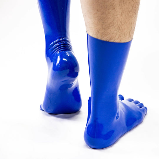 Short latex royal blue five toe socks