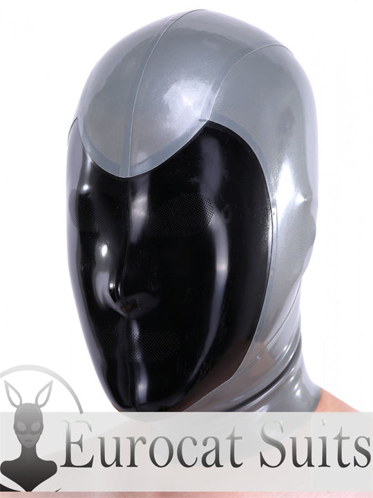 eurocat Male Latex Hood Rubber Fetish Wear Cosplay catsuits PERFORATE LASER MASK