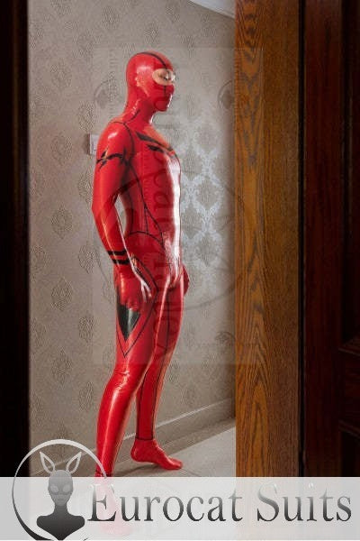 eurocat latex Männlich Rot Ninjia gummi Catsuit