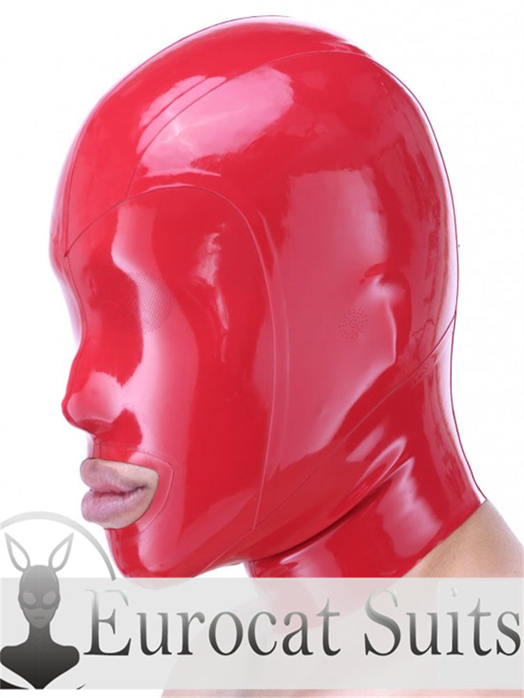 eurocat Male Latex Hood Rubber Fetish Wear Cosplay catsuits MASK LASER PERFORATE