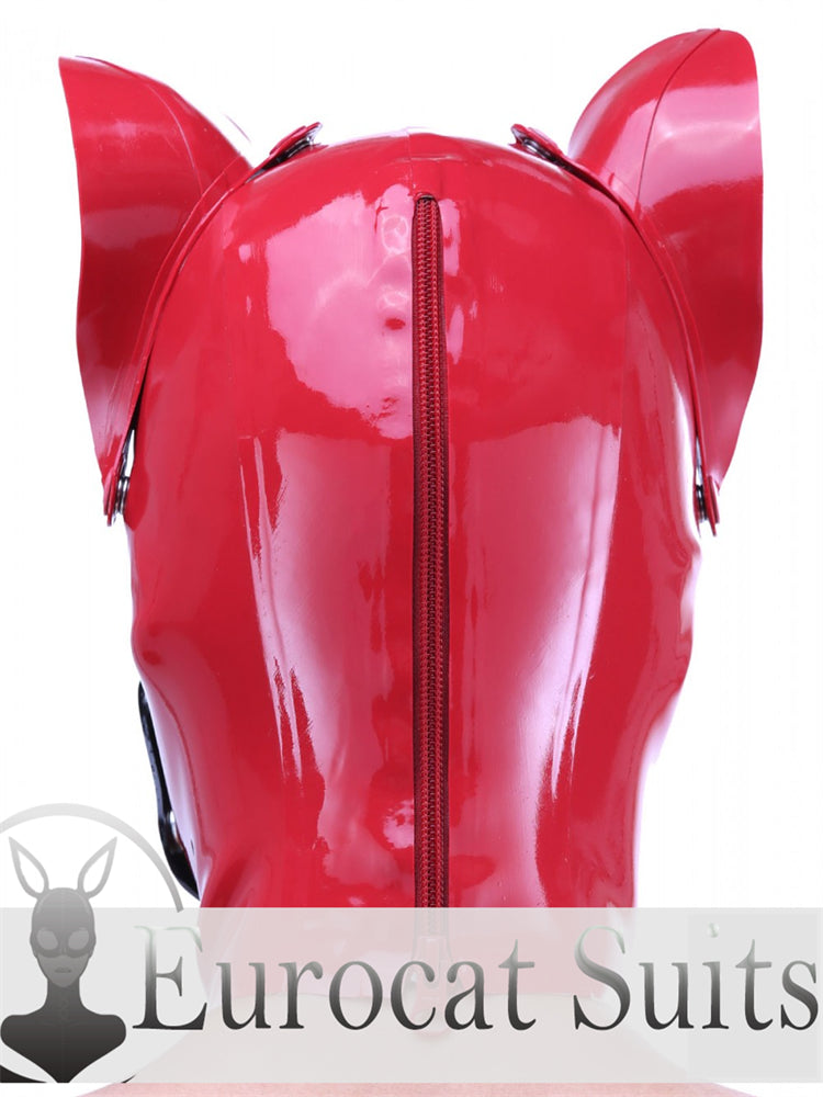 eurocat Male Latex Hood Rubber Fetish Wear Cosplay catsuits PUPPY MASK WITH BUTTONS