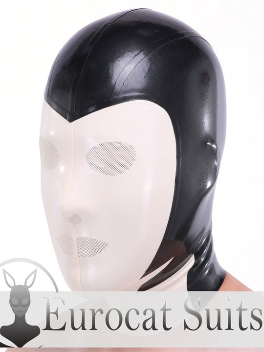 eurocat Male Latex Hood Rubber Fetish Wear Cosplay catsuits LASER PERFORATE TWO COLORS MASK