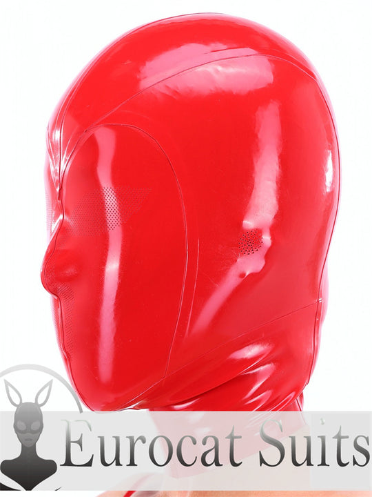 eurocat Latex Hood Rubber Fetish Wear Cosplay catsuits  MASK  LASER PERFORATE