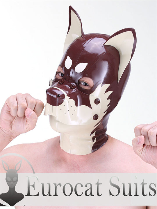 eurocat Male Latex Hood Rubber Fetish Wear Cosplay catsuits PUPPY MASK