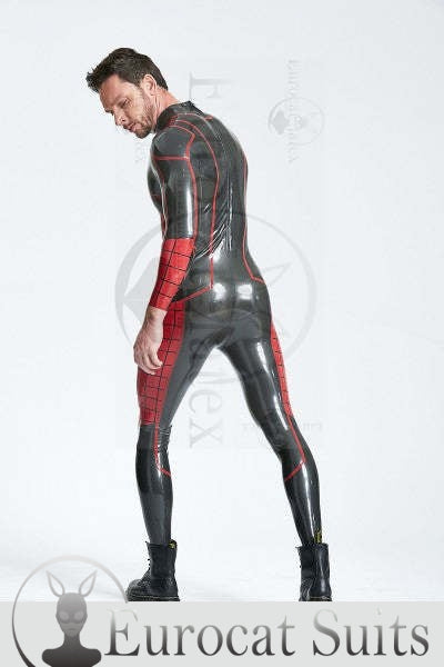 eurocat latex Male 'Tangled Web' Back Zip Catsuit