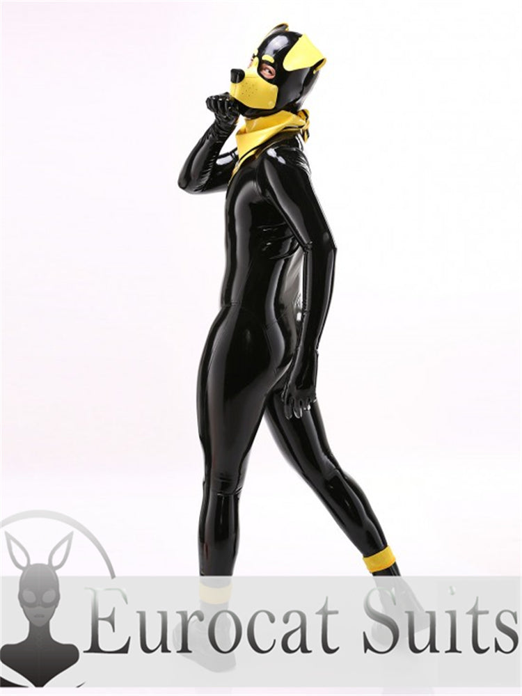 eurocat Male Latex Hood Rubber Fetish Wear Cosplay catsuits PUPPY FOLDED EARS MASK