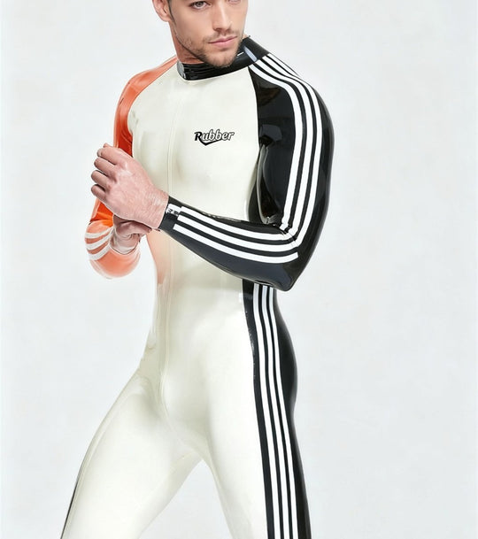 Cosplay Men's Brand Tracksuit 2 Piece Set Black Fashion Clothing Streetwear Clothes Sweat Suits Running  Plus Size M -3XL Latex  Catsuit 100% rubber