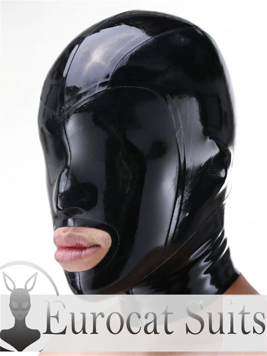 eurocat Male Latex Hood Rubber Fetish Wear Cosplay catsuits LASER PERFORATE  MASK