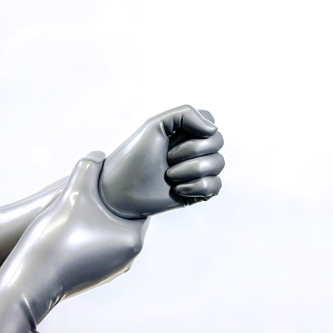 Latex metallic gray gloves