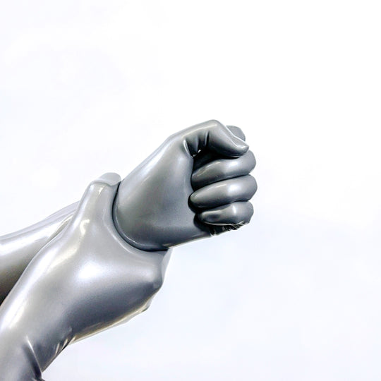 Latex metallic gray gloves