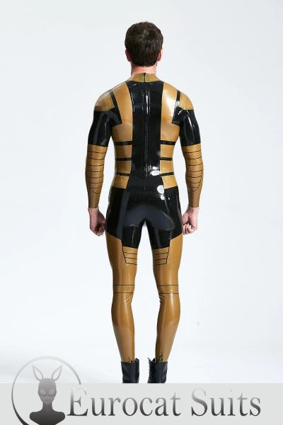 eurocat latex Male 'Blazing Gold' Back Zip Catsuit