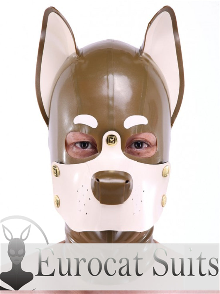 eurocat Male Latex Hood Rubber catsuits  Fetish Wear Cosplay PUPPY MASK