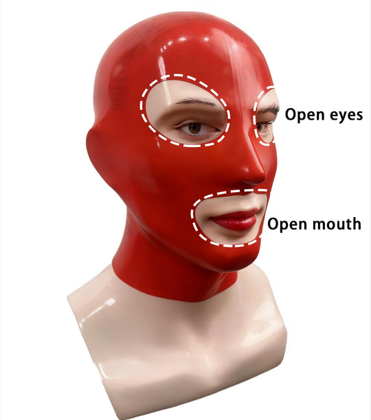Latex Maske rot Gummi Haube tragen 