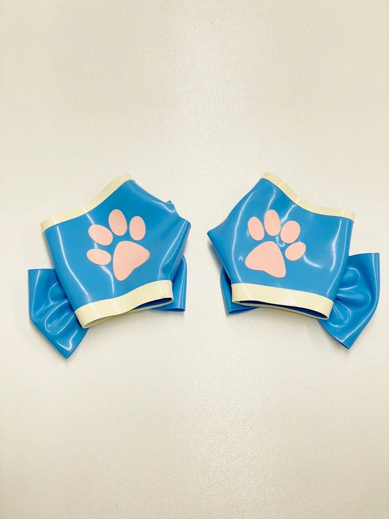 Latex custom short fingerless gloves