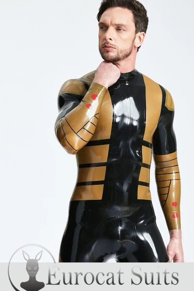 eurocat latex Male 'Blazing Gold' Back Zip Catsuit