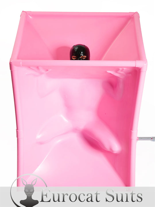 eurocat Male Latex hood fetish wear vacuum cube Rubber Mask Eyes Club Cosplay Bubblegum Pink