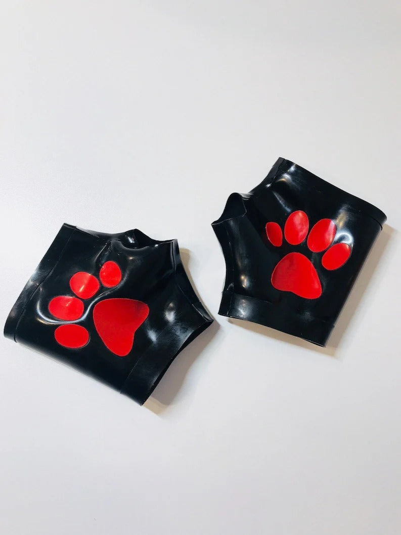 Latex custom short fingerless gloves