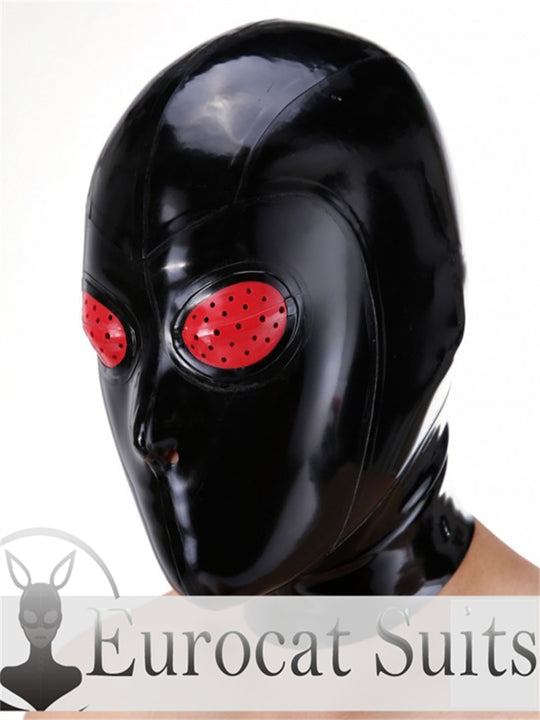 eurocat Male Latex Hood Rubber Fetish Wear Cosplay catsuits MASK FISH EYES MAK