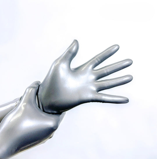 Latex metallic gray gloves