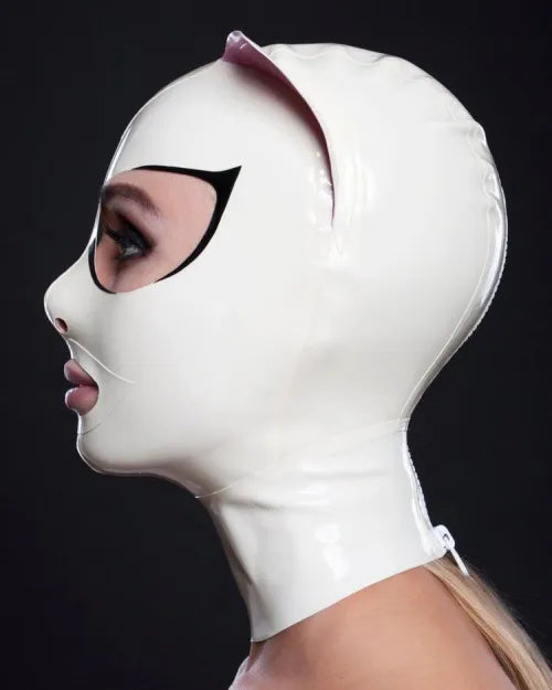 Latex cat mask with eyelashes and pink ears