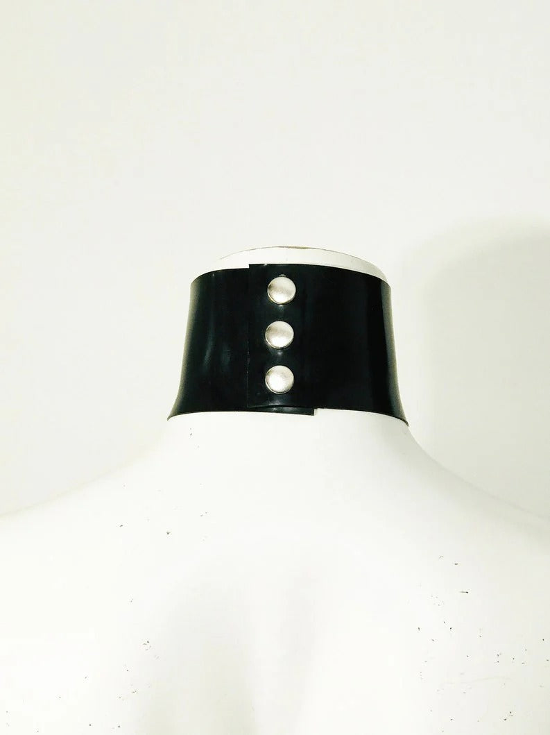 Latex Choker Collar with 2 Large Orings
