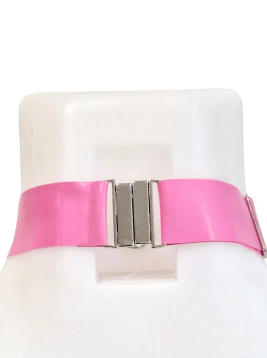 Bubblegum Pink Latex Plain Choker Latex Collar Rubber Necklace