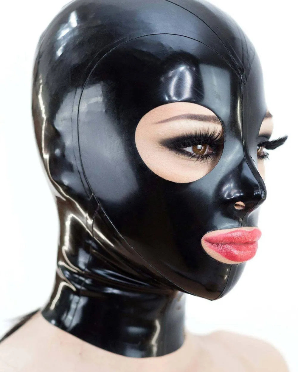 Latex Hood – single color with zipper and round eyes