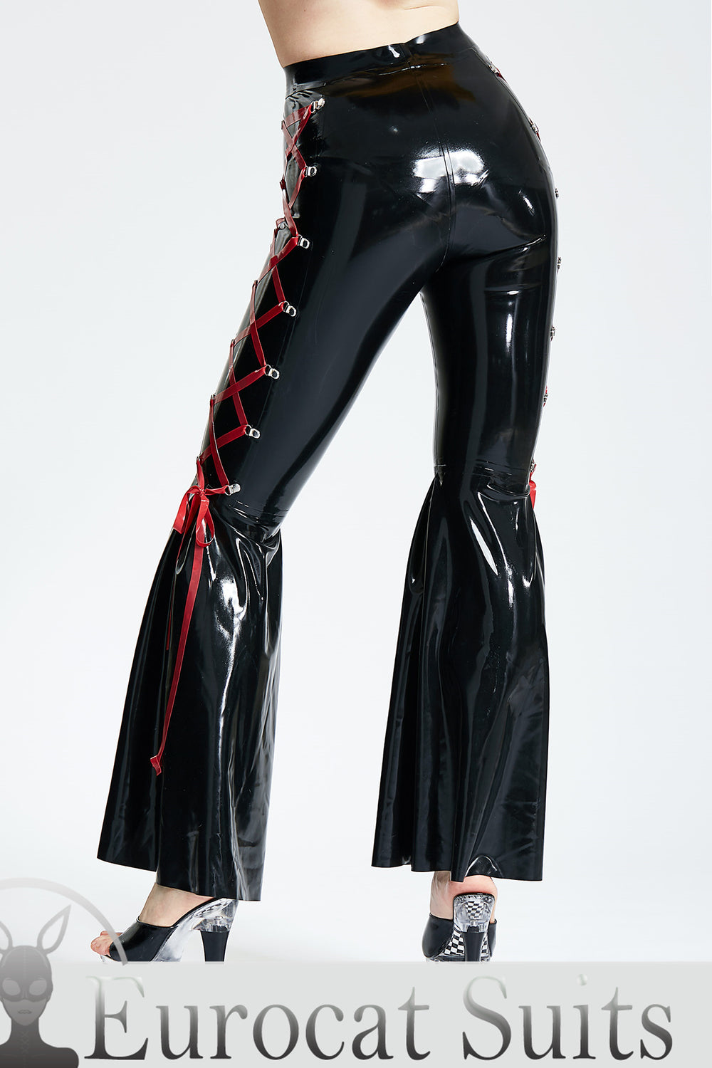 eurocat latex female Leggings Side-Laced Full-Length Disco Pants