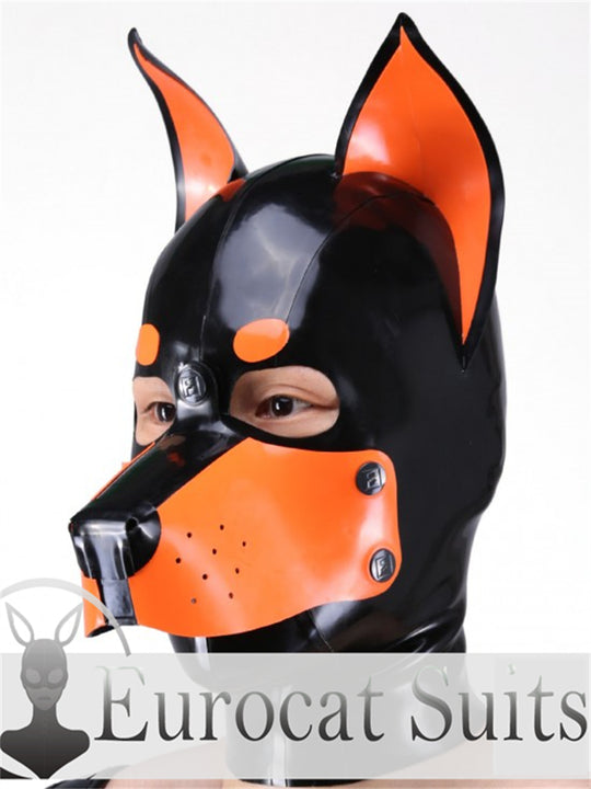 eurocat Male Latex Hood Rubber Fetish Wear Cosplay catsuits PUPPY  DOBERMAN MASK